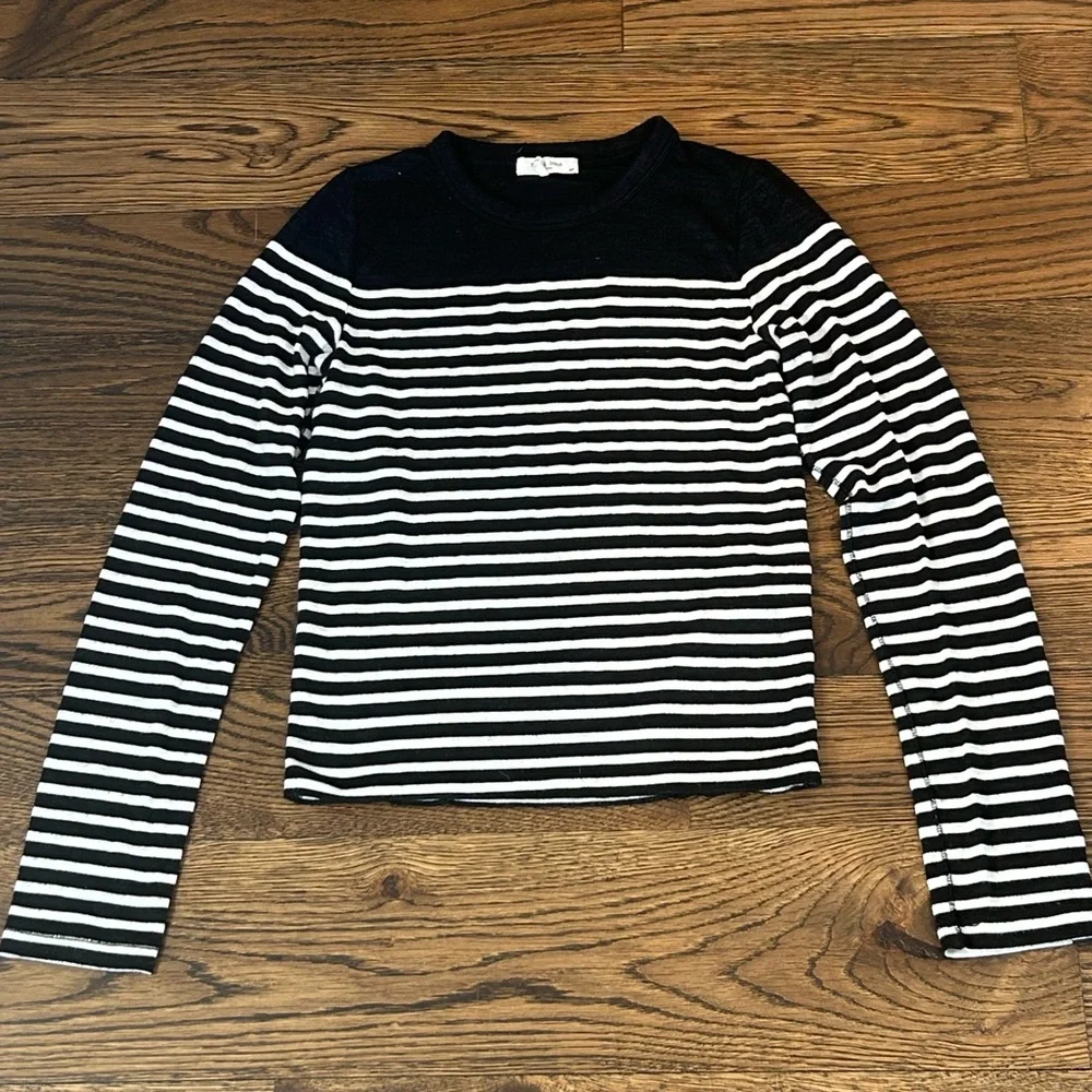 rag & bone Navy and White Striped Long Sleeve Top - Picture 3 of 8
